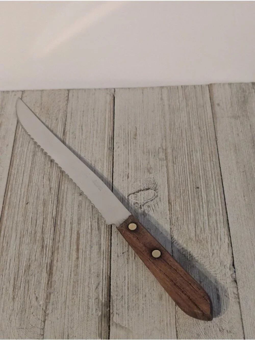 Robinson Knife Co 8” Carving Utility Knife #2 Serrated Wood Handle 12 1/2